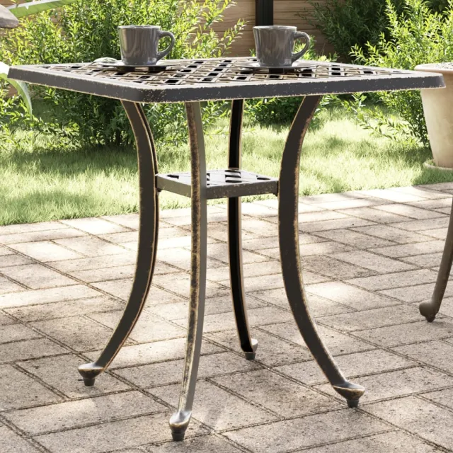 vidaXL Tuintafel 53x53x53 cm gietaluminium bronskleurig bruin, foto 2