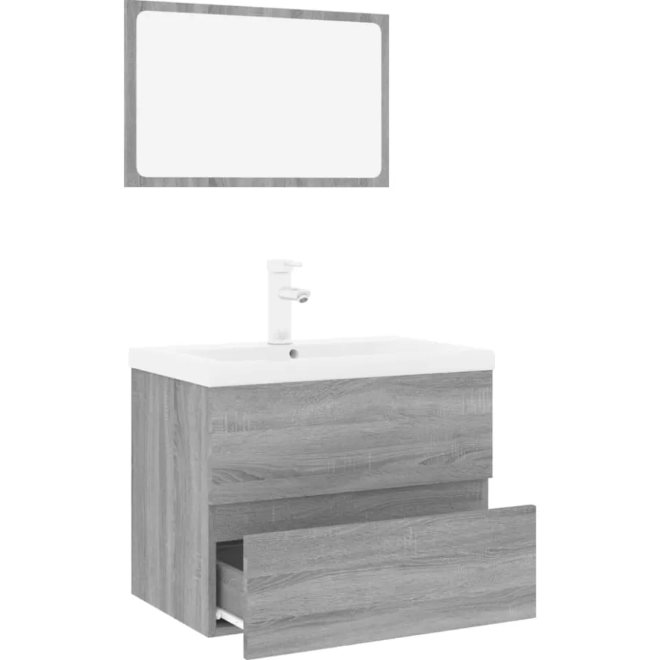vidaXL Badkamermeubelset bewerkt hout grijs sonoma eikenkleurig, foto 2