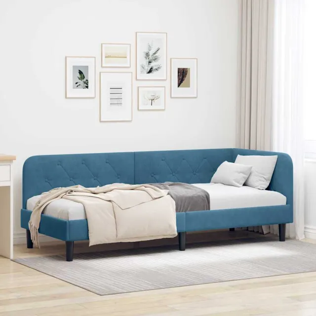 vidaXL Hoekbedframe Blauw 80 x 200 cm fluweel