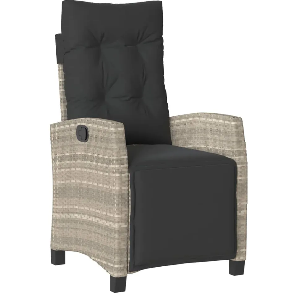 vidaXL 3-delige Bistroset met kussens poly rattan lichtgrijs grijs, foto 3