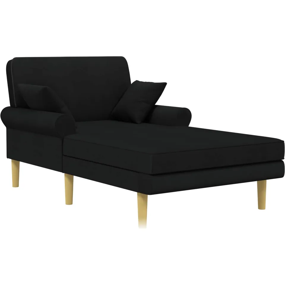 vidaXL Chaise longue Zwart Stof, foto 3