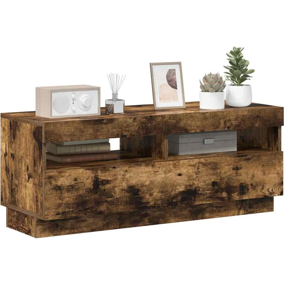 vidaXL Tv-meubel met LED-verlichting 100x35x40 cm gerookt eikenkleurig, foto 4