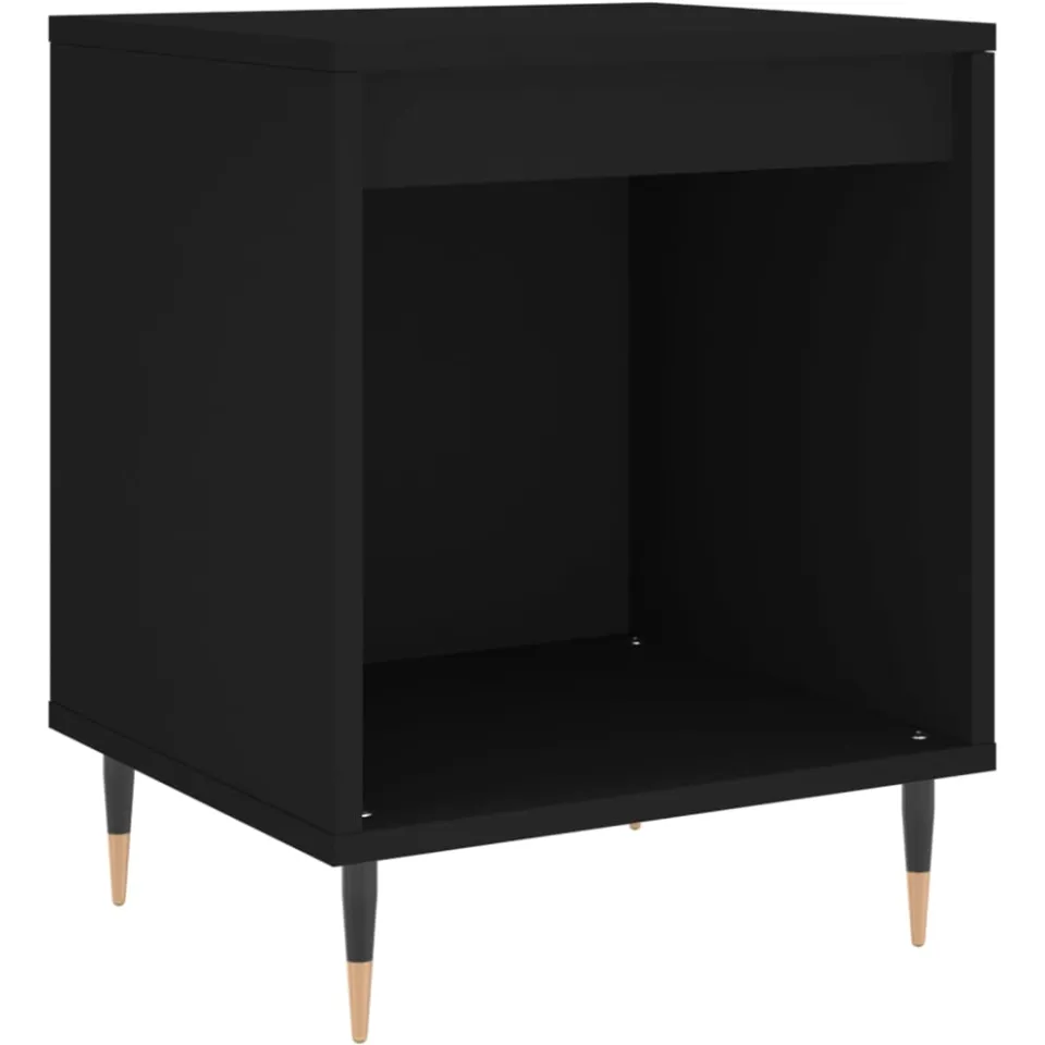 vidaXL Nachtkastje 40x35x50 cm bewerkt hout zwart, foto 3