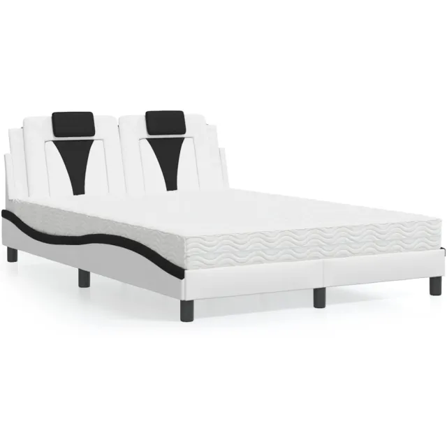 vidaXL Bed "Viana" met matras kunstleer wit en zwart 140x200 cm