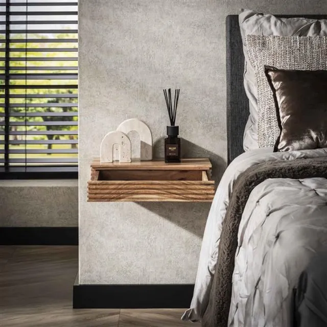 LT-Luce Nachtkastje Layer L Massief Acacia Naturel 40 x 25 x 8 cm Set van 2 Bruin