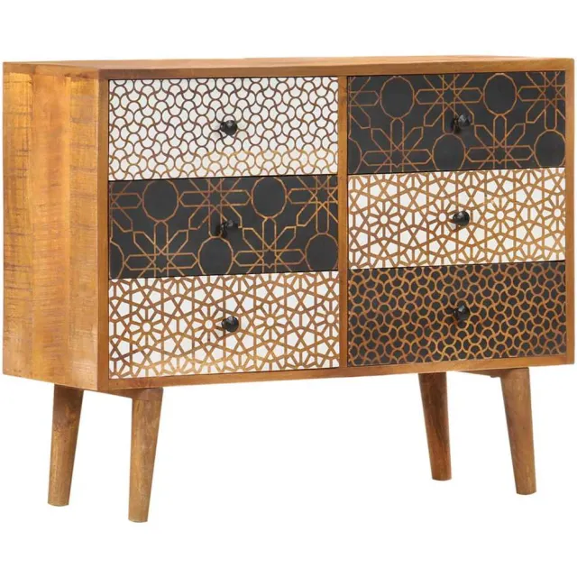 vidaXL Dressoir met geprint patroon 90x30x70 cm massief mangohout Bruin