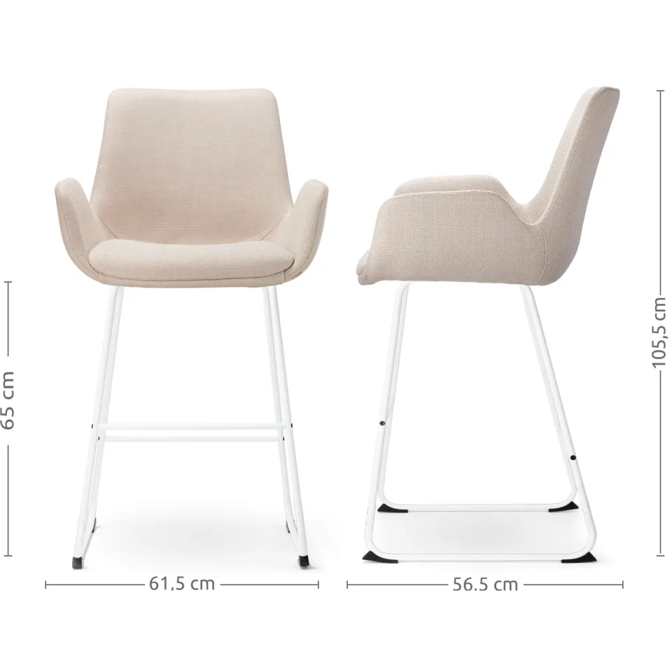 Nolon Nino-Eef barkruk beige - wit onderstel - 65 cm, foto 3