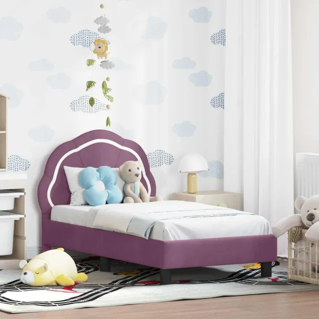 vidaXL Peuterbedframe met hoofdbord Zeegroen 70 x 140 cm Fluweel