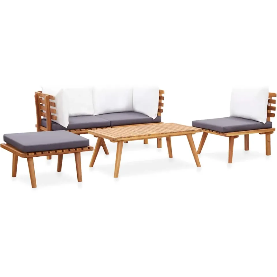 vidaXL 5-delige Loungeset massief acaciahout bruin, foto 2