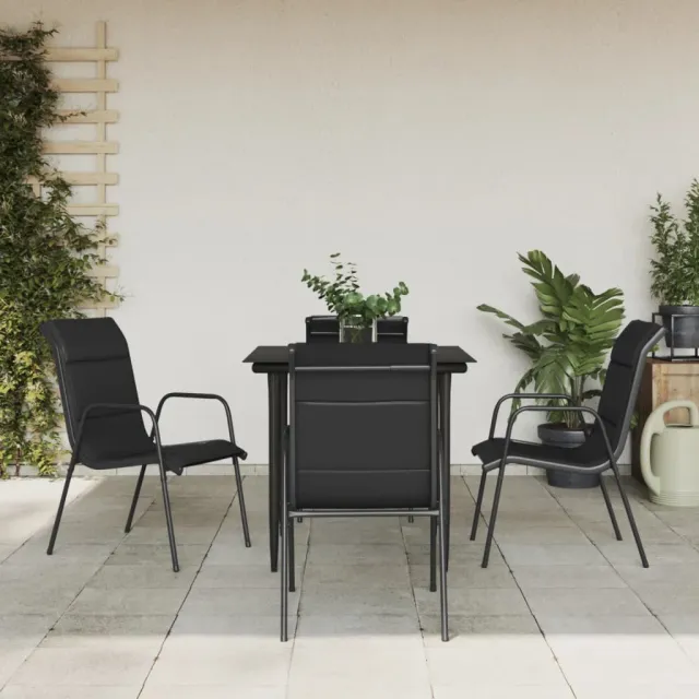 vidaXL 5-delige Tuinset textileen en staal zwart