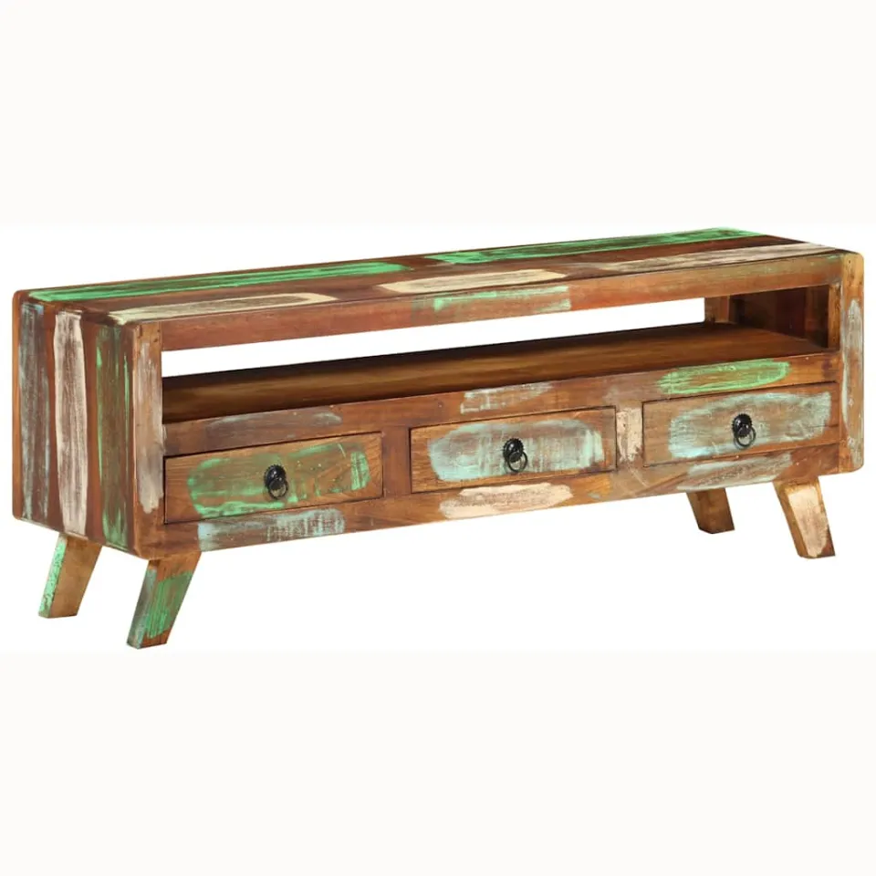 vidaXL Tv-meubel 110x30x40 cm massief gerecycled hout meerkleurig, foto 3