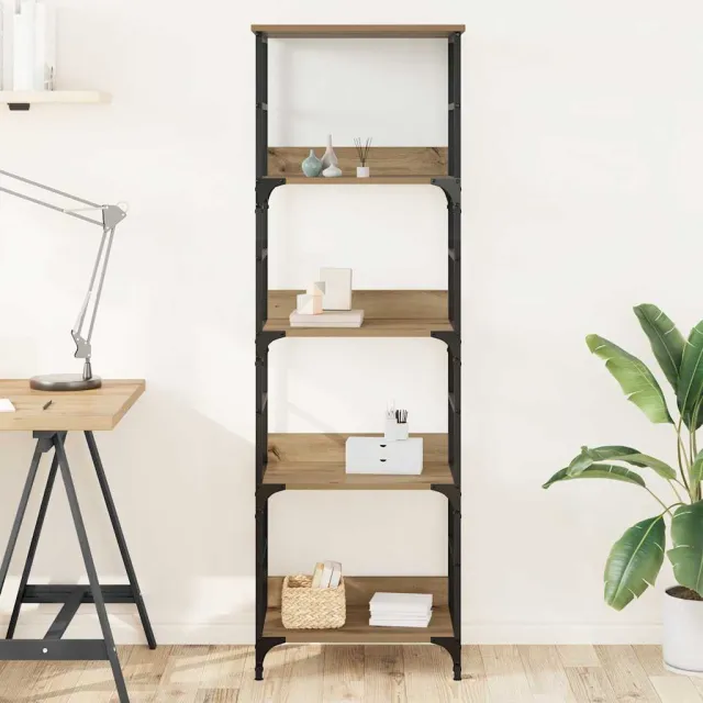 vidaXL Boekenrek 50x33x153 cm bewerkt hout artisanaal eikenkleurig, foto 2