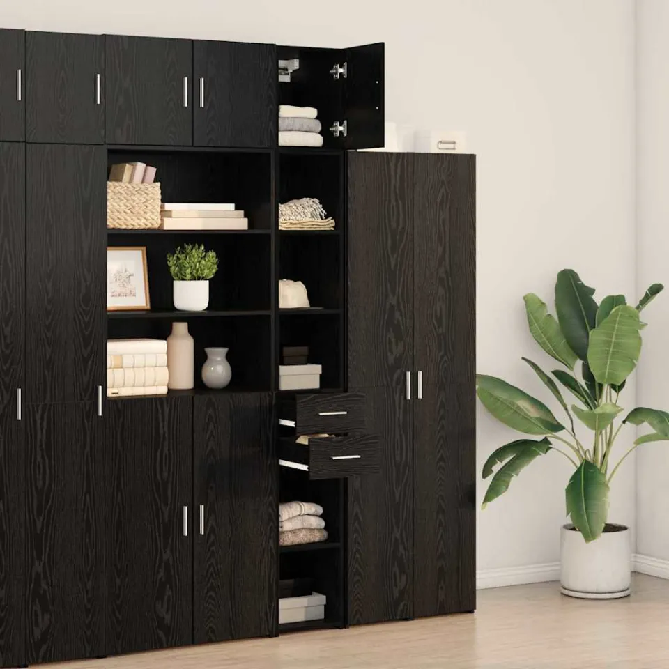 vidaXL Opbergkast 2 st Zwart Eiken 30 x 42,5 x 225 cm, foto 3