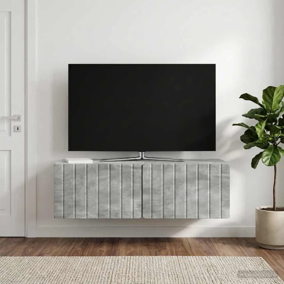 vidaXL Wandbeugel TV-kast 98 x 41 x 30 cm Betongrijs Bewerkt hout grijs, foto 4