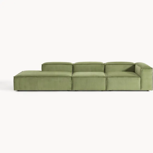 Westwing Collection XL modulaire chaise longue Lennon van corduroy groen