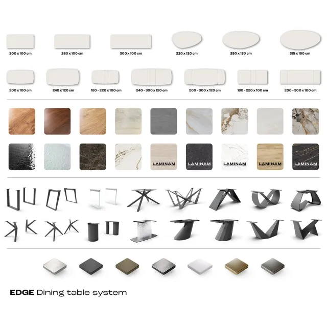 DELIFE Eetkamertafel Edge wit-goud-grijs Boot keramiek Calacatta Luxe 200x100 V-frame vlak staal zwart Weiß-Gold-Grau