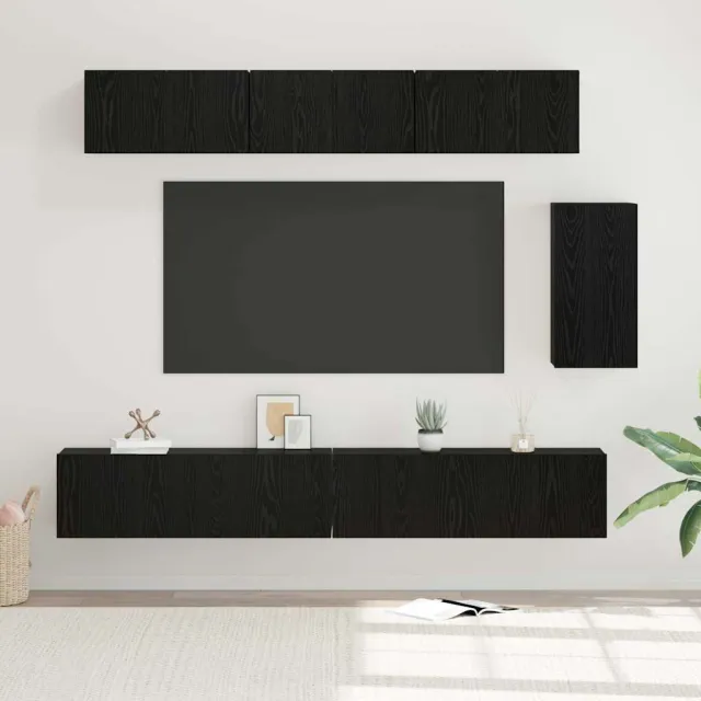 vidaXL Tv-meubelset 6 st 100 x 30 x 30 cm Zwart Eiken