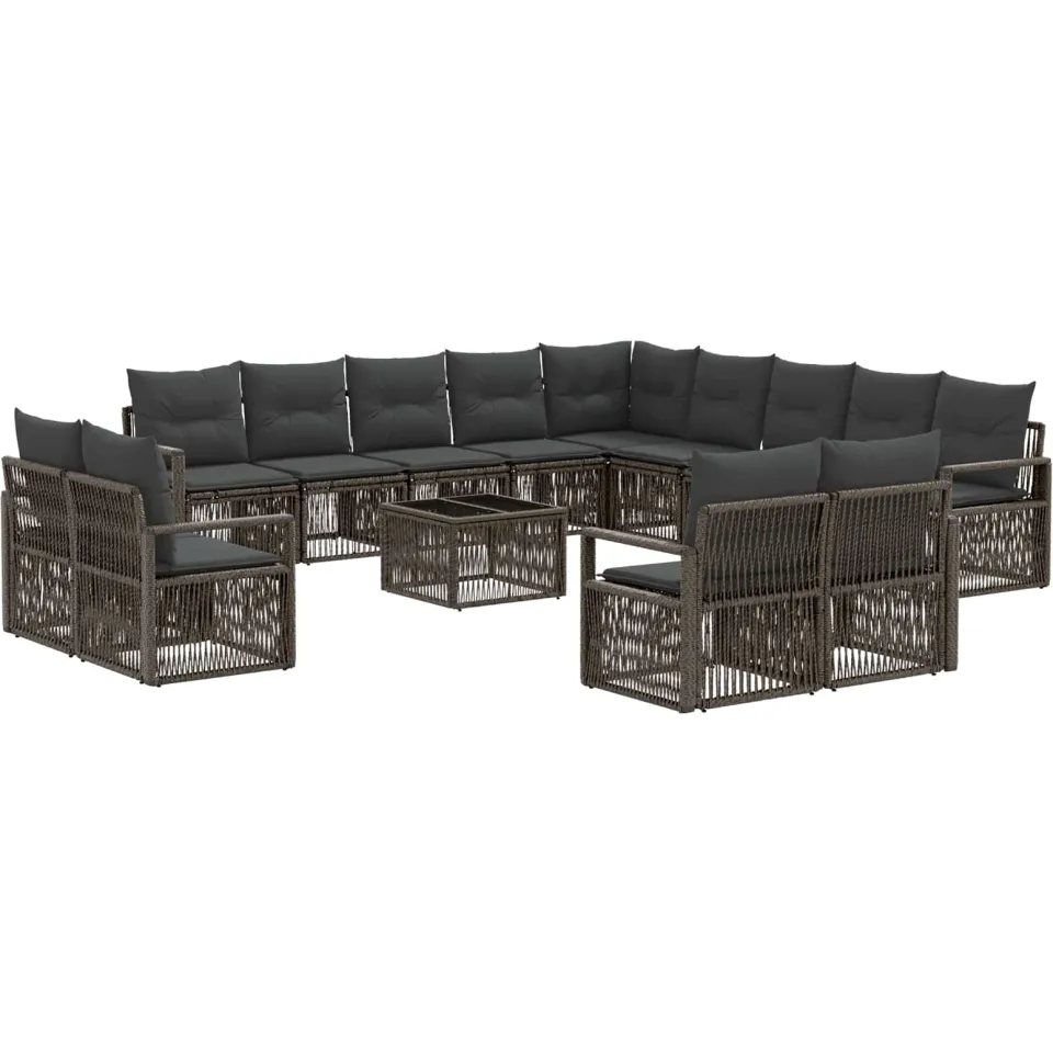 vidaXL Tuinbankenset 14 st Grijs poly rattan, foto 3