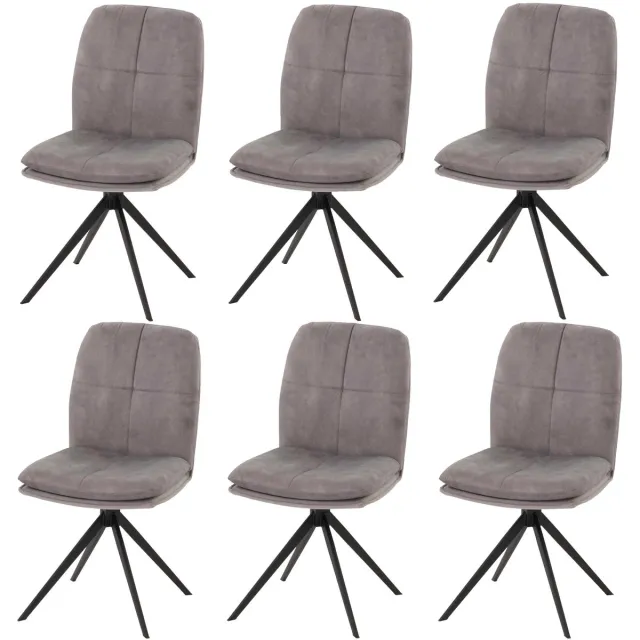 MCW Set van 6 eetkamerstoelen MCW-M68, keukenstoel met rugleuning, draaibaar, automatische positie, metaal, stof/textiel ~ grijs
