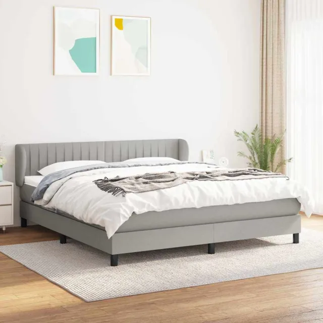vidaXL Boxspring met matras stof lichtgrijs 160x200 cm grijs