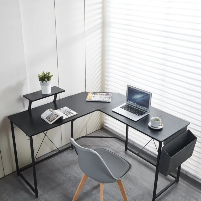 Lina Bureau - Computertafel - Bureautafel - Computerbureau - Zwarte Hoekbureau - 130x130x75cm
