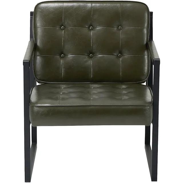 COLAMY Accentstoel - Comfortabel - Fauteuil - Midden van de eeuw - Modern - Metalen poten - Kunstleren ontvangstfauteuil - Groen