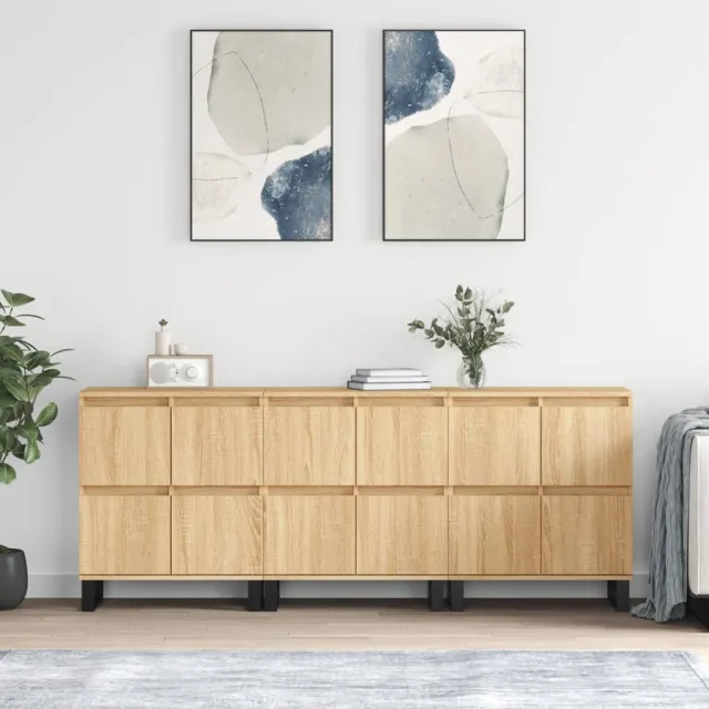 vidaXL Dressoirs 3 st bewerkt hout sonoma eiken Bruin