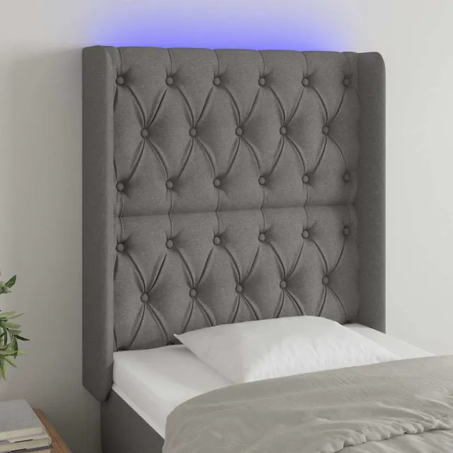 vidaXL Hoofdbord LED 83x16x118/128 cm stof donkergrijs grijs
