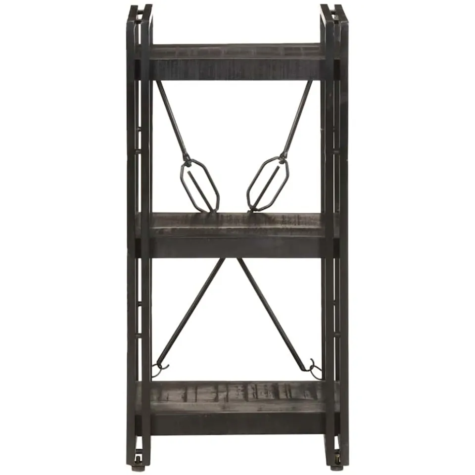 vidaXL Boekenkast met 3 schappen 40x30x80 cm massief mangohout zwart, foto 2