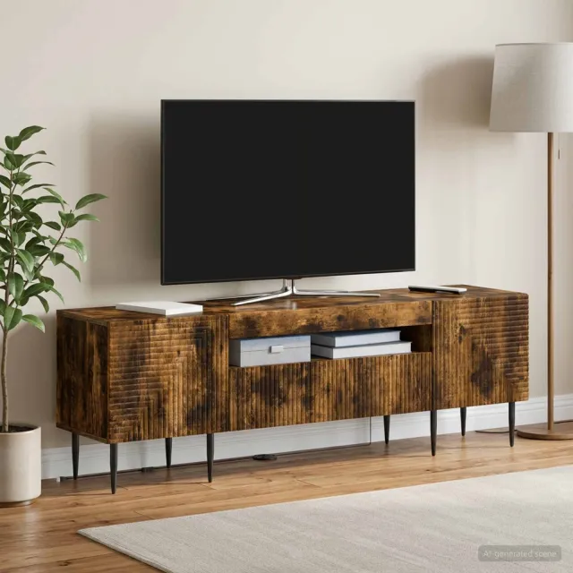 vidaXL LED tv-meubel HAARLEM 153 x 35 x 43 cm Gerookt eiken, foto 2