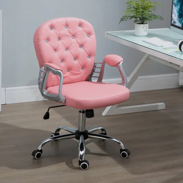 COVREO Bureaustoel 59,5 x 60,5 x 103 cm roze, kunstleer met wielen Pink