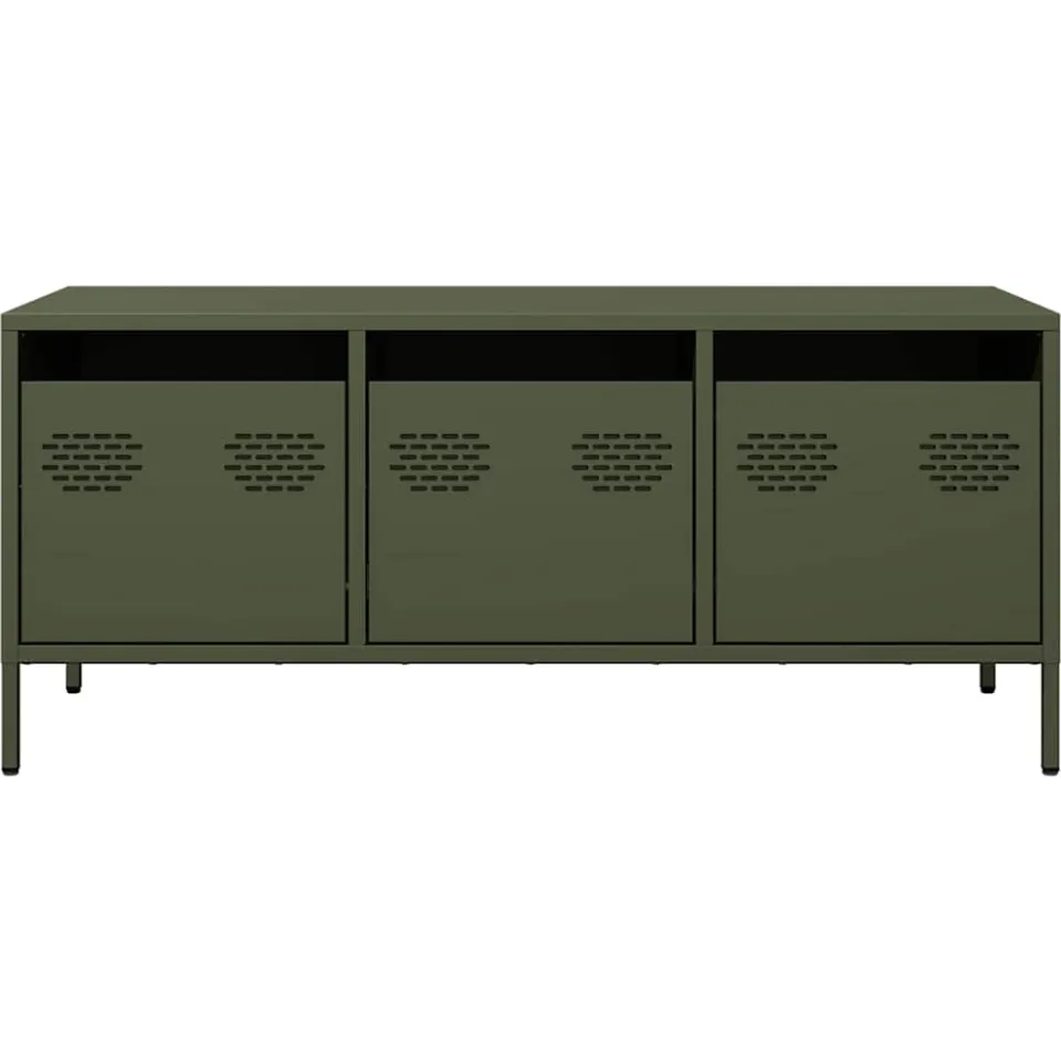 vidaXL Tv-meubel 101,5x39x43,5 cm koudgewalst staal olijfgroen, foto 4