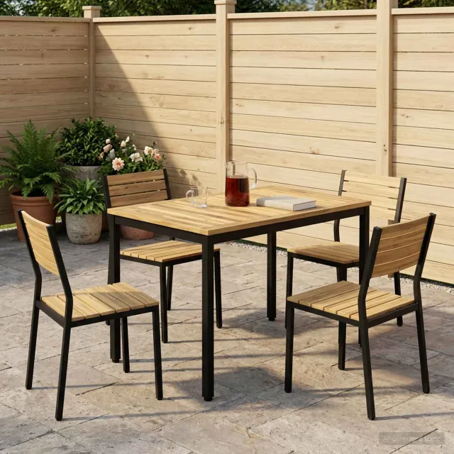 vidaXL Tuindiner tafel NAARDEN Whitewash en zwart 108,5 x 55 x 75 cm, foto 2