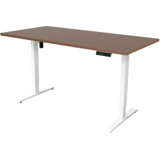 Sedero Elektrisch verstelbaar bureau - 140x80 cm - Single motor - Wit met Donker eiken