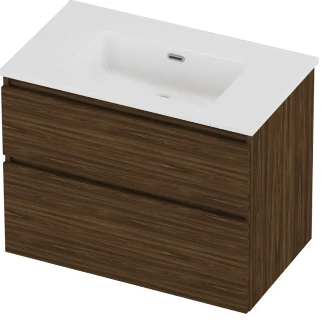 Proline Tribute Badmeubelset Porselein Elegant Zonder Kraangat 80x46x62 cm Glans Wit Cabana Oak Eiken