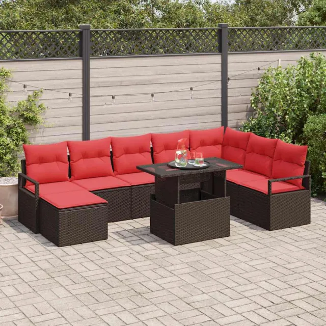 vidaXL Tuin Sofa Set 9 st Bruin Poly riet, foto 2