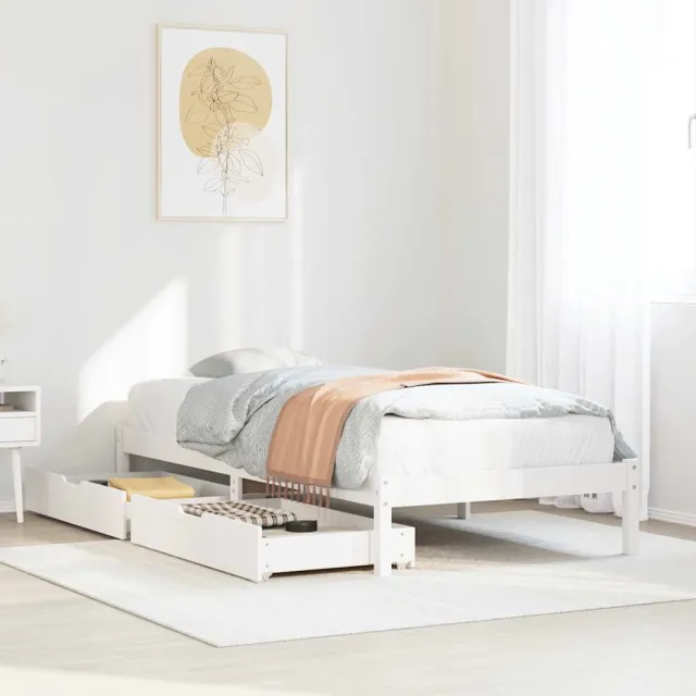 vidaXL Bedframe zonder matras massief grenenhout wit 90x200 cm