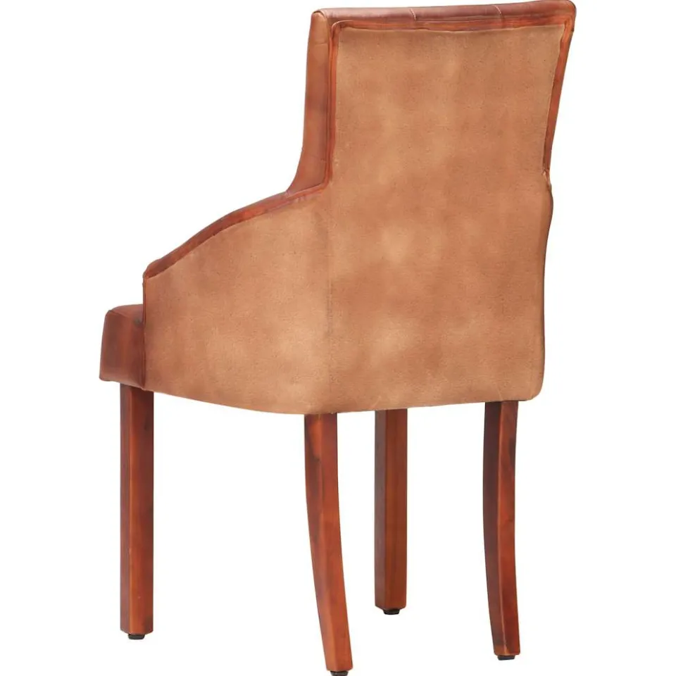 vidaXL Eetkamerstoelen 4 st echt geitenleer bruin, foto 4