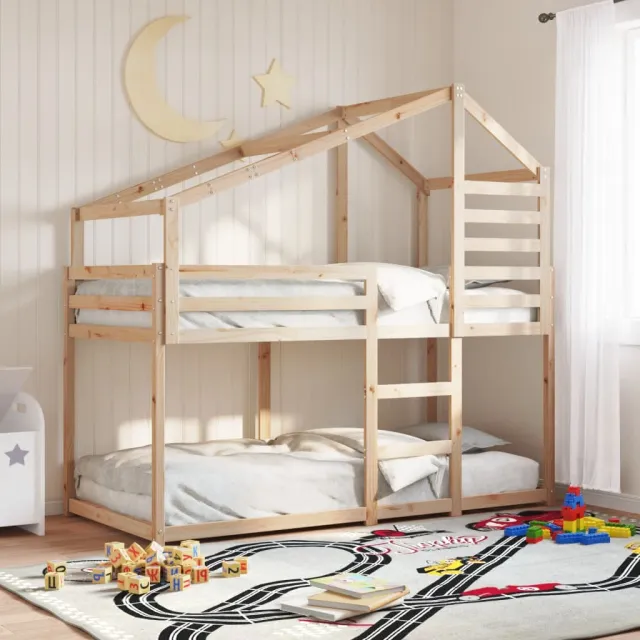 vidaXL Stapelbedframe zonder matras massief grenenhout 90x200 cm bruin