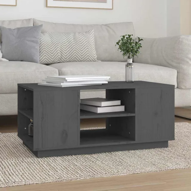 vidaXL Salontafel 90x49x40,5 cm massief grenenhout grijs, foto 2