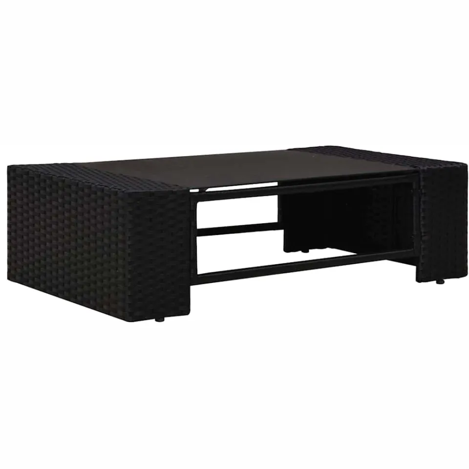 vidaXL 6-delige Loungeset met kussens poly rattan zwart, foto 4