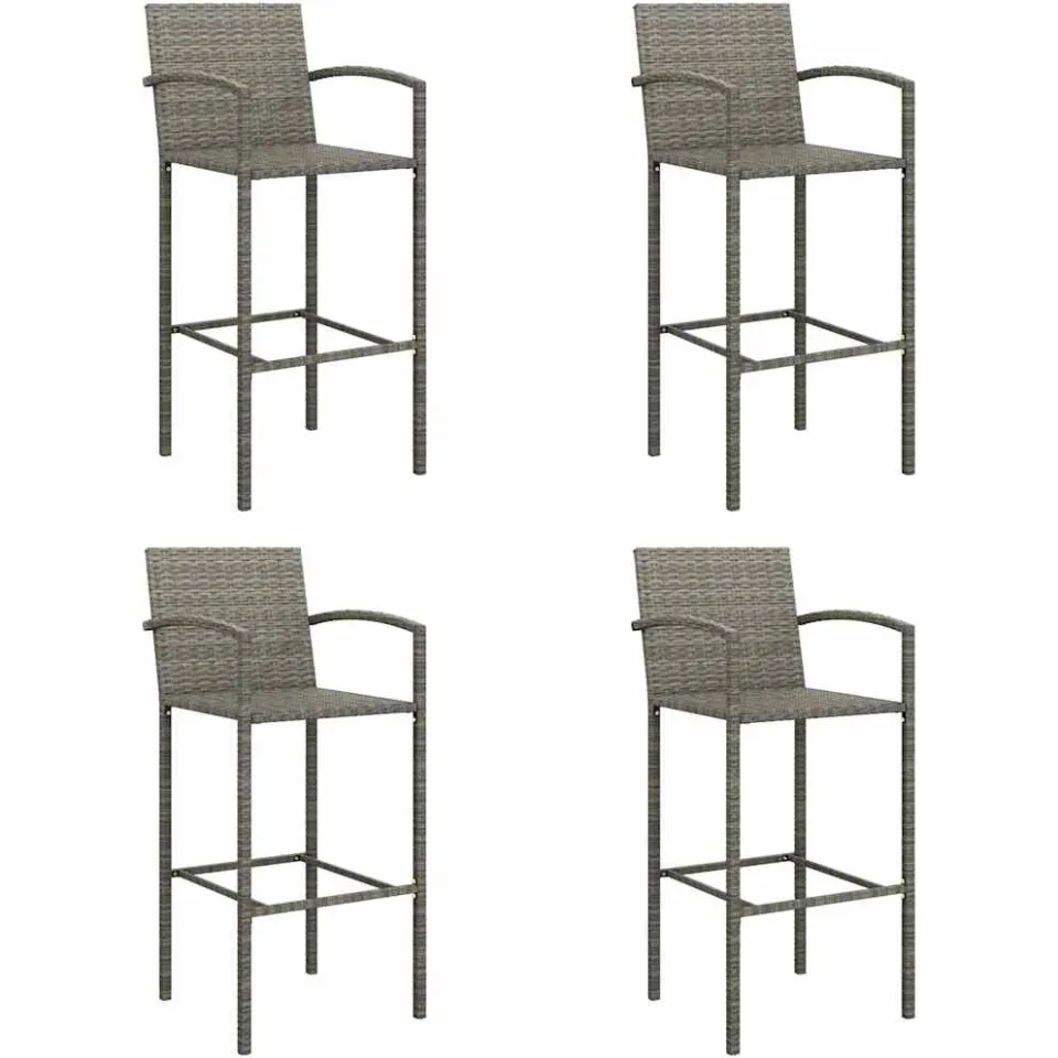 vidaXL 5-delige Tuinbarset poly rattan grijs, foto 3