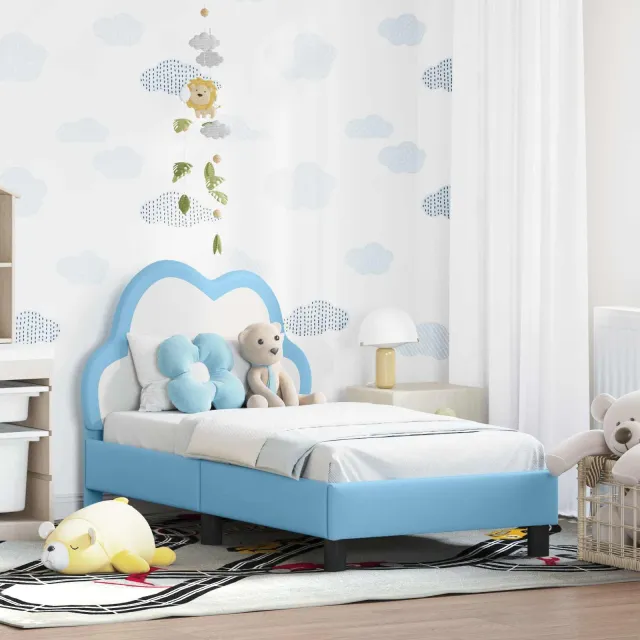 vidaXL Peuterbedframe met hoofdbord Blauw 70 x 140 cm PU