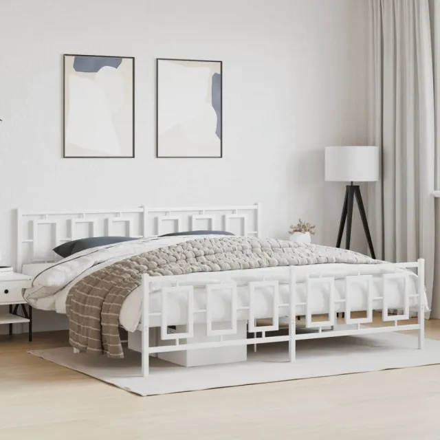 vidaXL Bedframe met hoofd- en voeteneinde metaal wit 193x203 cm