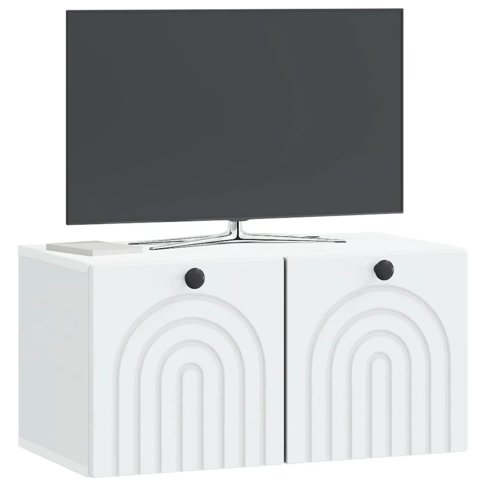 vidaXL Wandbeugel TV-kast Wit 59,5 x 31 x 30 cm Bewerkt hout