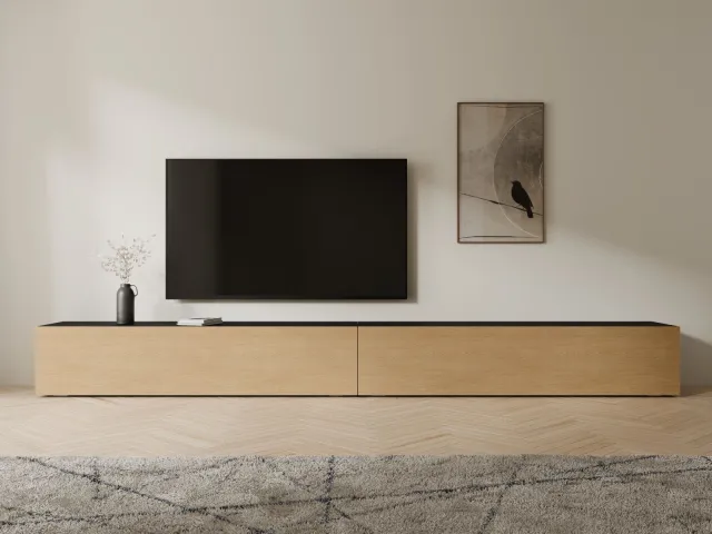 Mobistoxx Tv-meubel KINGSTON 2 klapdeuren 280 cm zwarte eik/eik