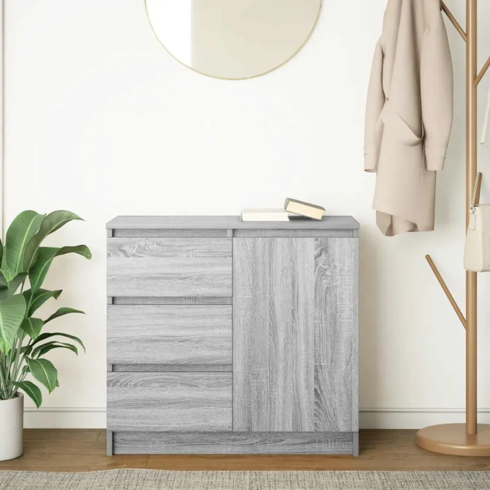 vidaXL Dressoir met lade 71x35x65 cm spaanplaat grijs Sonoma, foto 3
