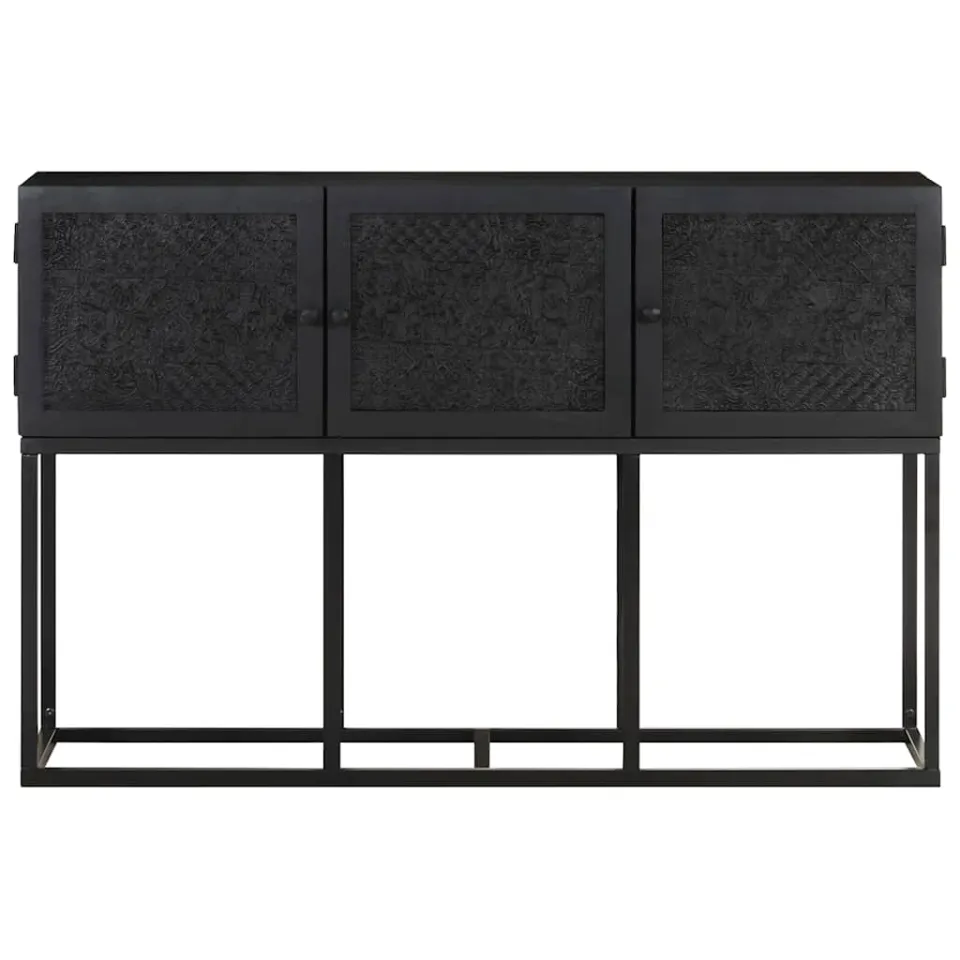 vidaXL Dressoir 115x30x76 cm massief mangohout zwart, foto 2