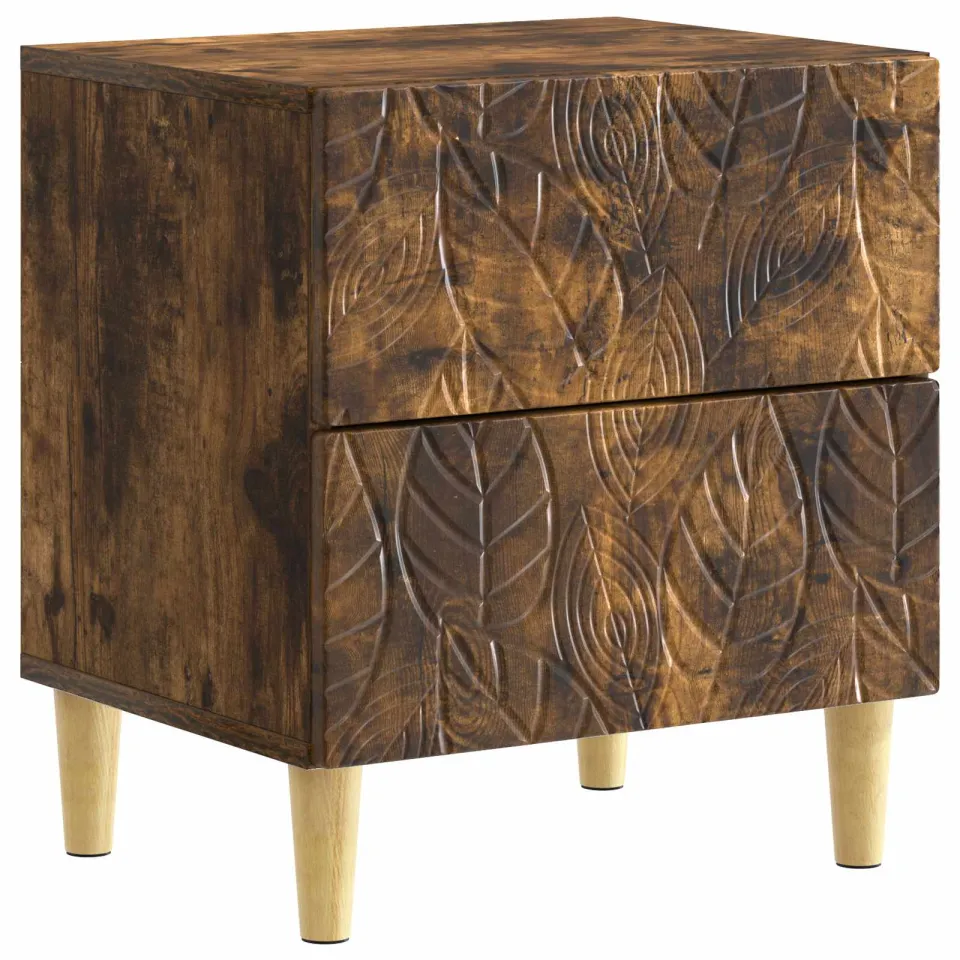 vidaXL Nachtkastje Gerookt eiken 43 x 34,5 x 48 cm Bewerkt hout, foto 3