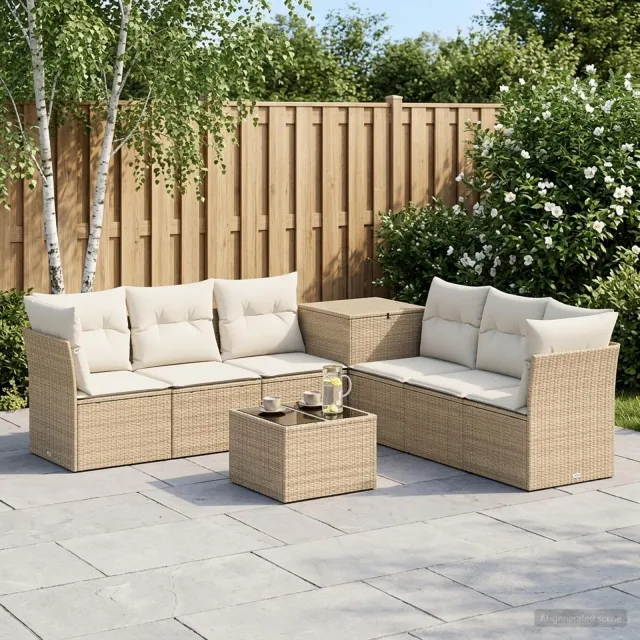 vidaXL Bankstel 8 st Beige en Crème Wit 55 x 55 x 37 cm